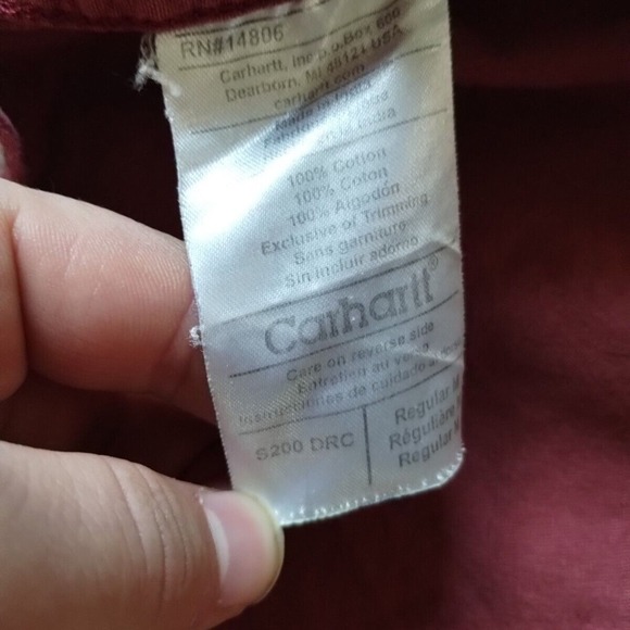 Carhartt Button Down Shirt Mens M Red Short Sleeve Workwear Cotton 2 Pockets - Picture 9 of 9